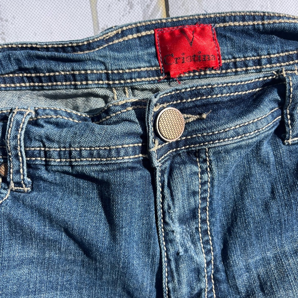 V Christina sequin Embellished Blue Flare Jeans size 15 - Picture 8 of 12